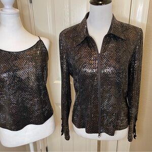 2 Pc Joseph Ribkoff  Size 8 Snakeskin Reptile Print Pattern Zip Jacket W…